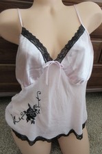 Secret Treasures embellished SATIN CHIFFON cami pajama TOP size L bust 42"