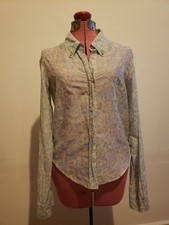 Roberto Cavalli Vintage Paisley Green Gold Buttom Up Size 44