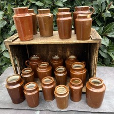 Rustic Salt Glazed Kitchen Stoneware Brown Vintage Dairy Pots & Cream Jugs x 20