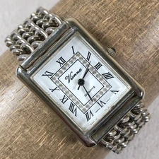 Vienna Women Dress Tank Multiple Chain Bracelet Quartz Analog 25mm Watch 6 1/2"