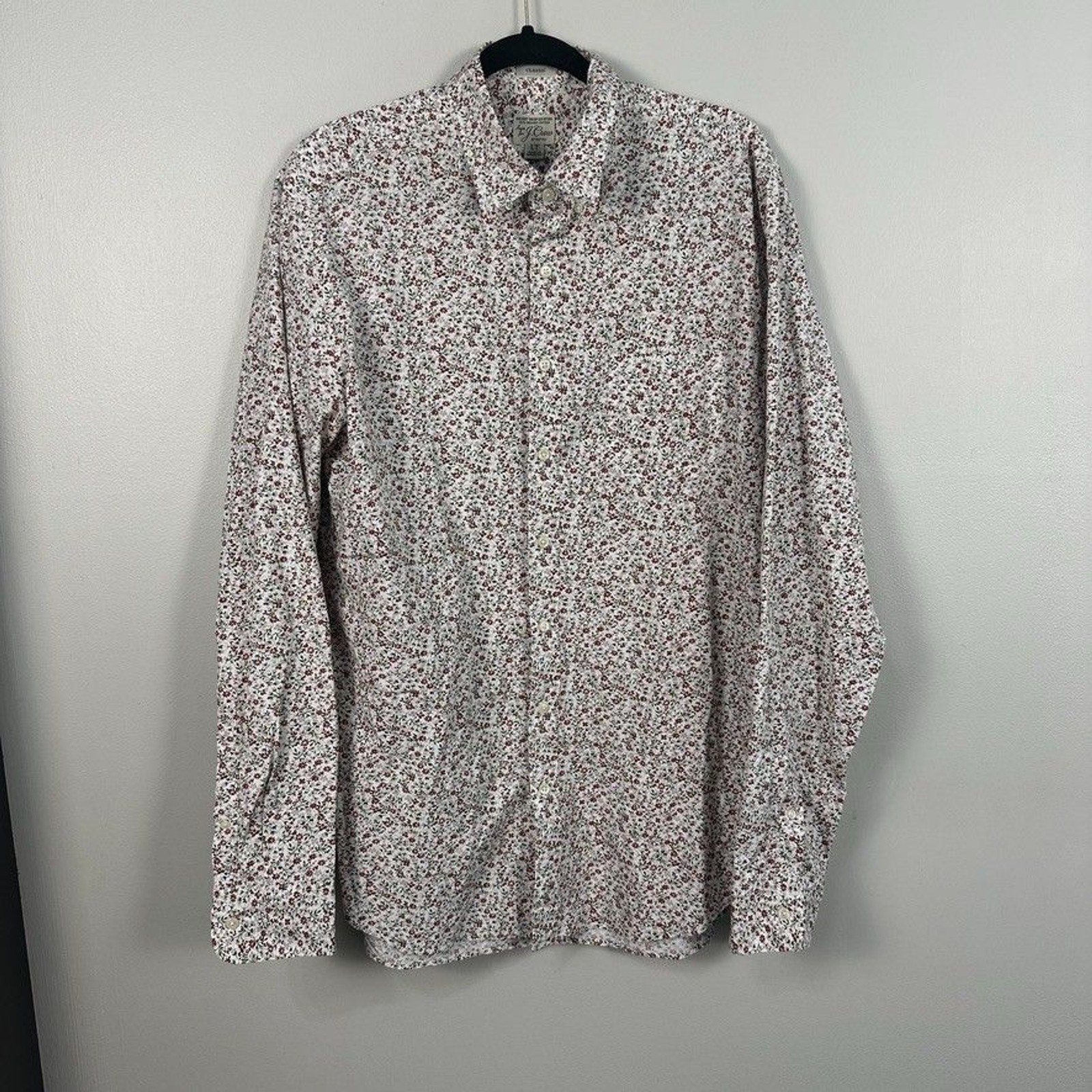 Secret Wash J. Crew Popplin Mens Large Tall Long Sleeve Floral Button Down Shirt