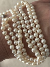 Vintage Akoya Pearl Necklace Silver Clasp 6mm...