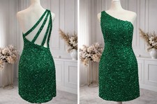 Sherri Hill New Sequin Short Dress Green Size 12 Women's