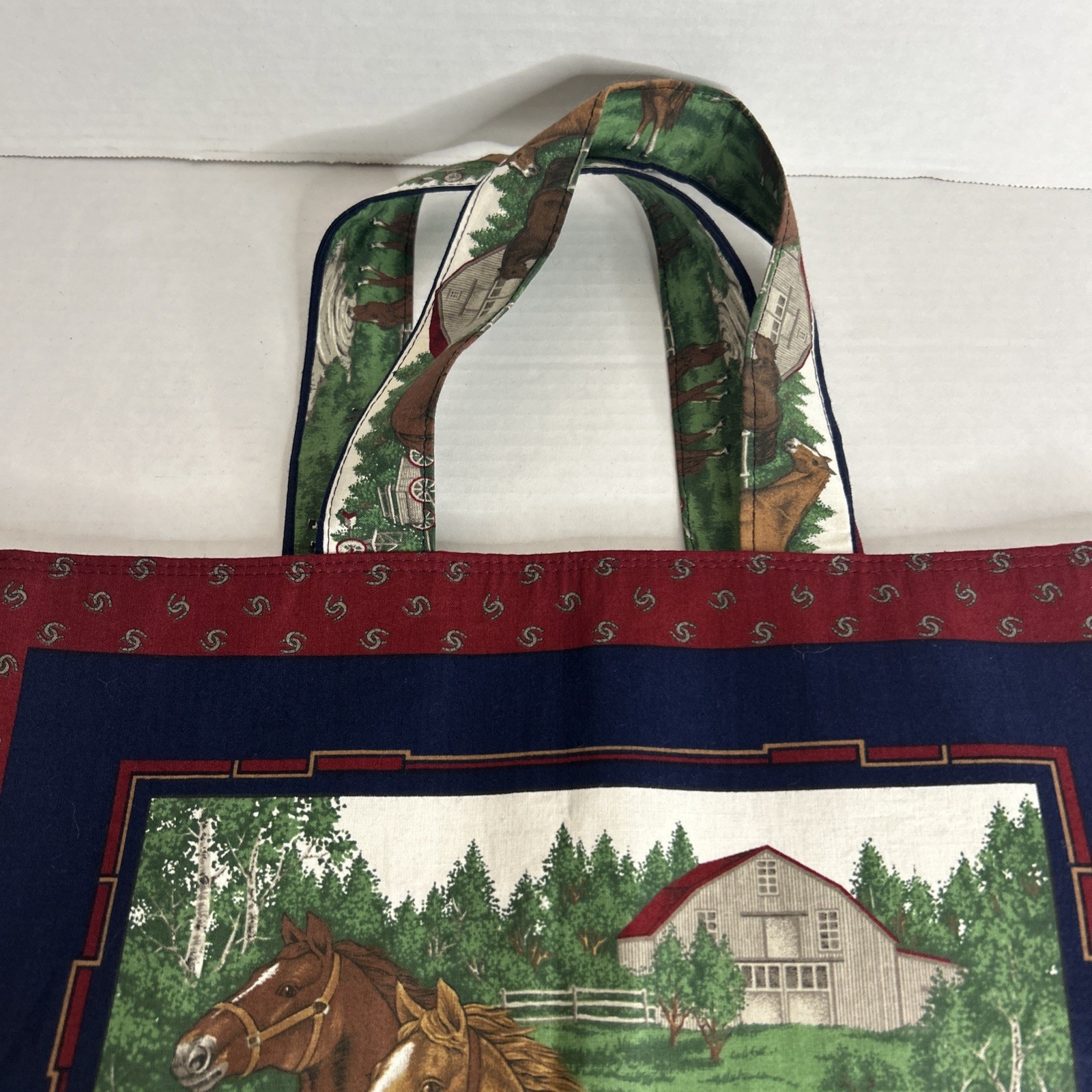 PONY Borsa a tracolla cavallo blu bordeaux double face nuova