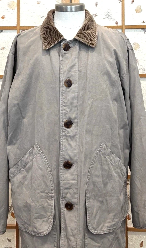 Куртка мужская Lands End холщовая средний размер для рукоделия сарая вельветовая отделка с фланелевой подкладкой - Изображение 3 из 4