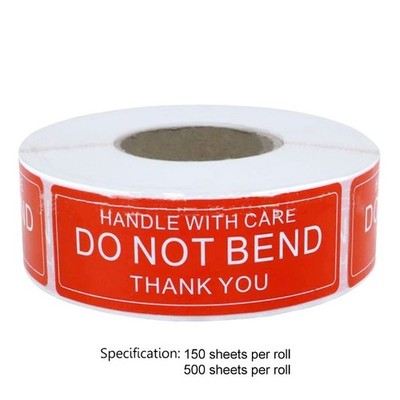 150 & 500 Pcs/Roll Warning Sticker Handle With Care DO NOT BEND Remind Labels