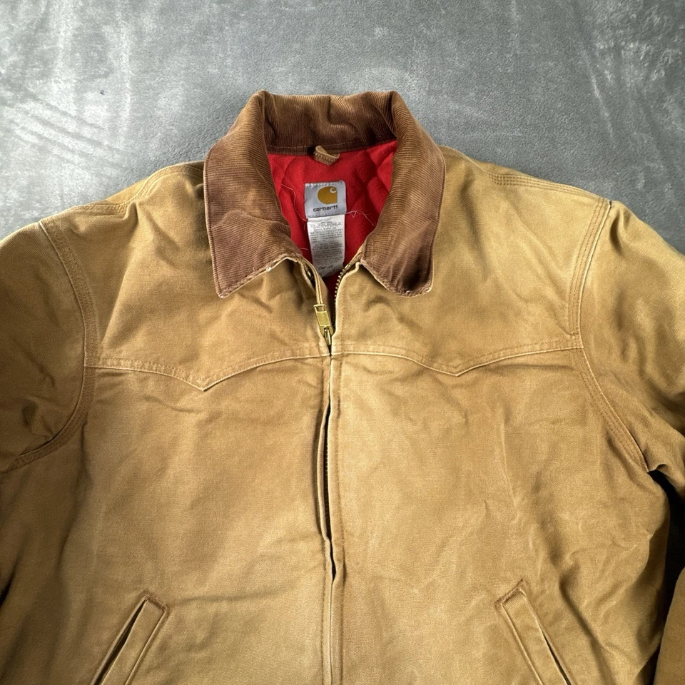 Chaqueta de Colección Carhartt Santa Fe Para Hombres XL Marrón J13 BRN Rojo Edredón Forrado EE. UU. Foto 2 de 4