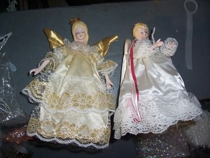 2 Porcelain Angel Tree Topper Approx 8 Inches Good Condition  no lights