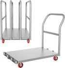 2in1 Steel Panel Truck Cart 2000Lbs Platform Swivel Casters W/ 2-Side Handrails