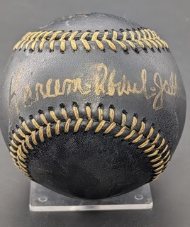 Kareem Abdul Jabbar HOF firmato "The Captain" nero OML baseball PSA/DNA AUTO LOA