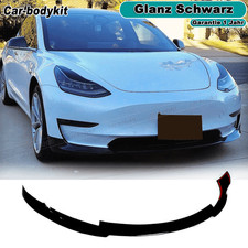 Glanz Schwarz Frontlippe Ansatz Schwert Spoiler Passt für Tesla Model 3 2016-24