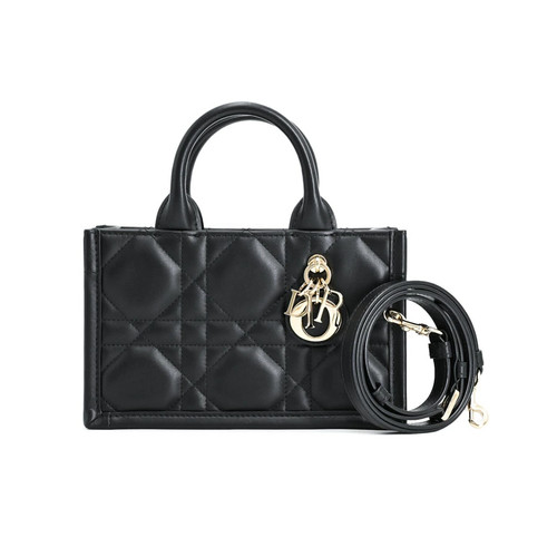 AUTH CHRISTIAN DIOR BOOK TOTE MINI HANDBAG S5573OWHP M900 BLACK WOMEN'S F/S