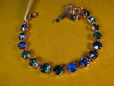MARIANA BRACELET SWAROVSKI CRYSTALS MULTI BLUE TENNIS Rose Gold P Gift Christmas