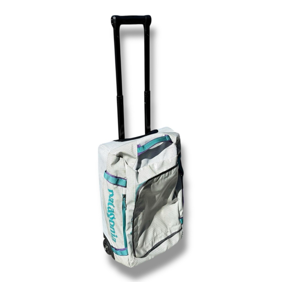 Patagonia Black Hole Wheeled Duffel 40L Light Gray/Teal/Purple