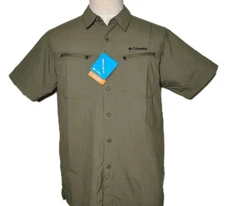 Mens Columbia Mountaindale Outdoor Short Sleeve Shirt Stone Green Size MediumNEW