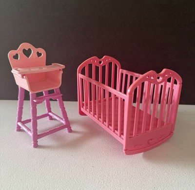Simba Steffi Love Pink Baby Crib & High Chair Barbie Size Doll Furniture
