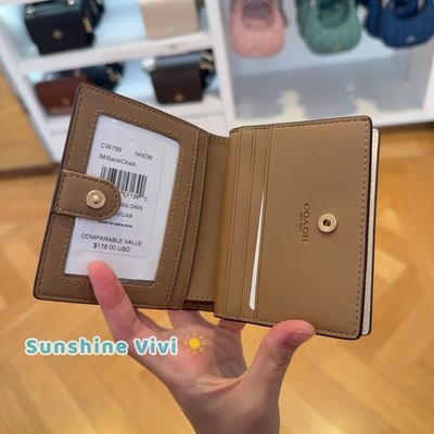 NWT Coach Snap Wallet CW789 Gold /Sand/Chalk Signature Canvas w/C
