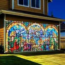 Christmas Lighted Nativity Garage Door Decorations Cover Nativity, 