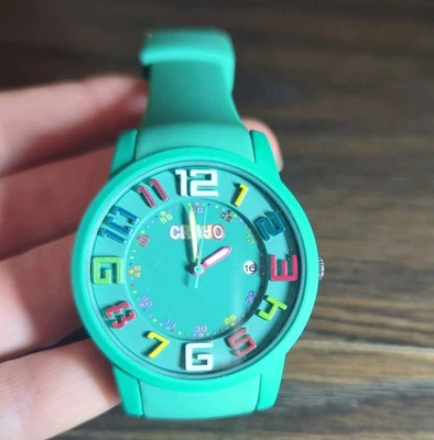 CRAYO Festival Teal Silicone Rainbow Number Watch, Unisex Crayo Gel Unisex Watch Teal Band Silver Case CRACR5102  main image 3