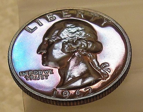 1962  Gem Proof Quarter 90% Silver MONSTER TONING  #130 ~ 2