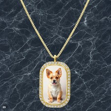 Amazing Cute Dog Puppy Pendant Necklace Printed Design Beautiful Gold Tone Nice