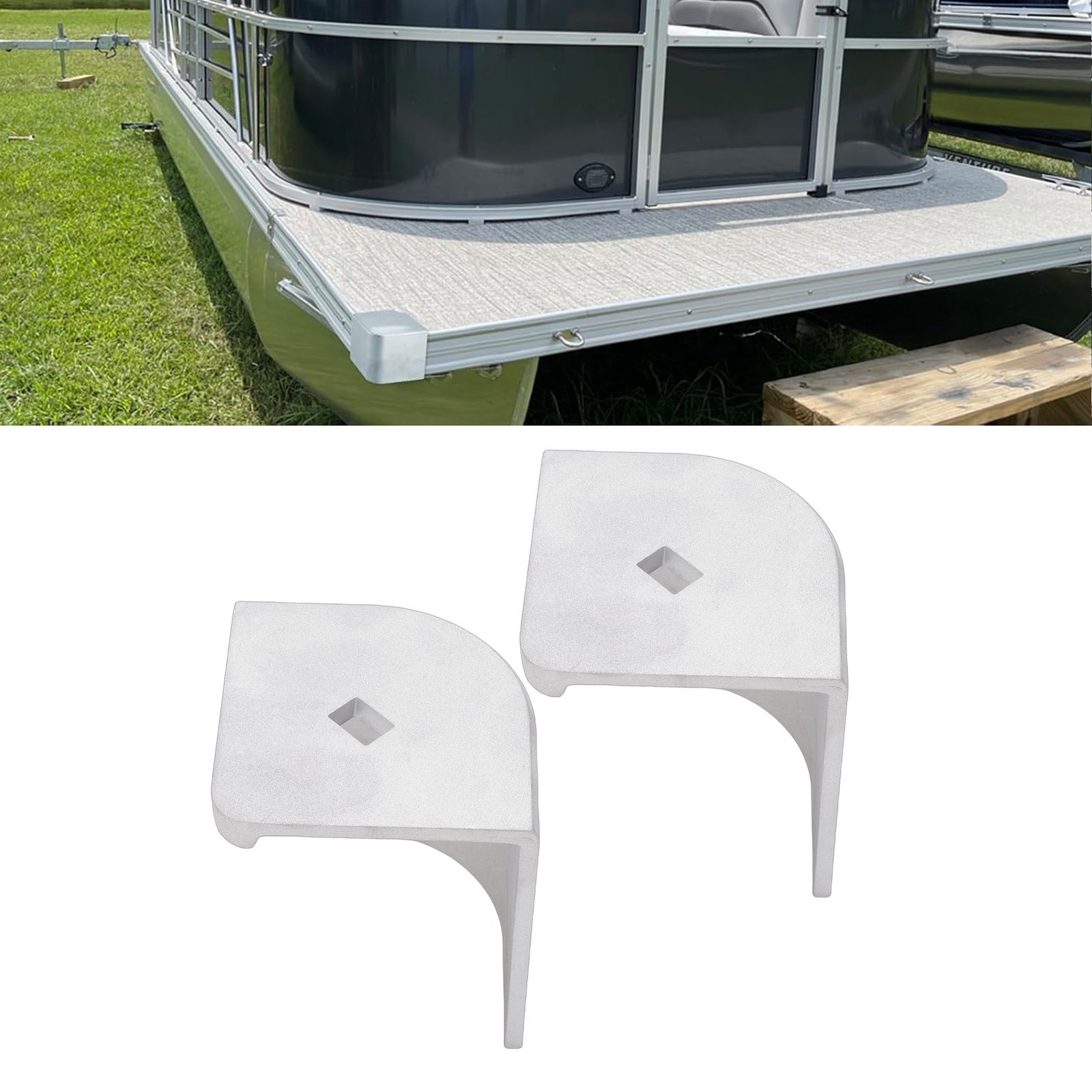 2PCS Pontoon Boat Aluminum Corner Cap For 90° Rounded Corner 3-3/4in To 3-13/16i