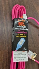 Century Wire Pro Glo 9ft Household Extension Polarized AC Power Cord Pink