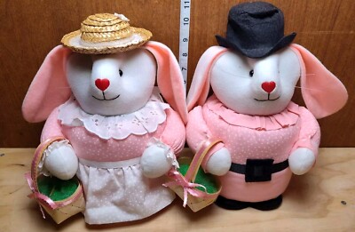 Handmade Easter Bunny Rabbits Husband & Wife Set Stuffed Animal EASTER Gift Idea