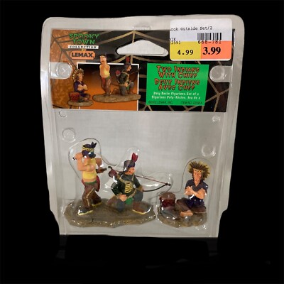 Lemax Spooky Town Halloween Village Two Indians With Chief 22595A