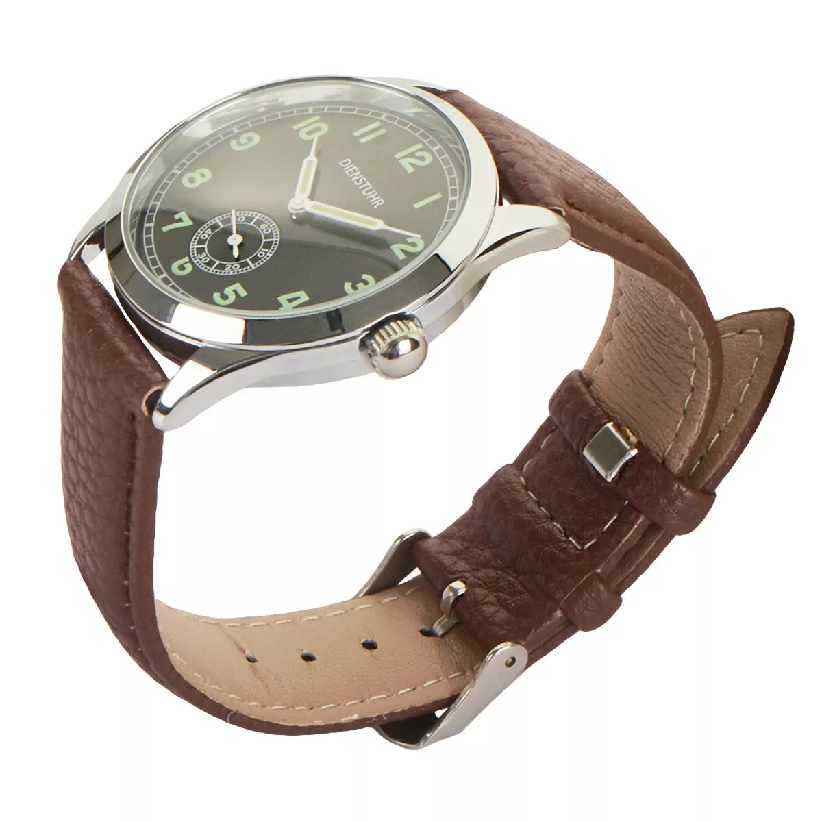 Ailager WW2 German Army Service Watch Vintage Repro with Brown
