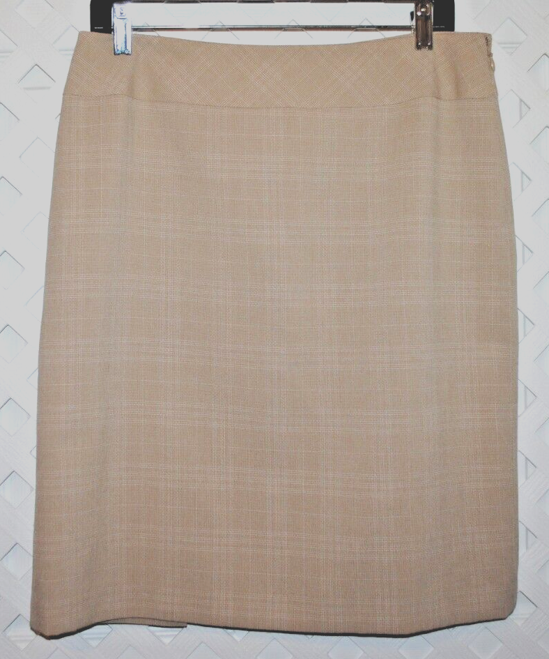 Isabella DeMarco Tahari Levine Women's Size 10 Beige Plaid Pencil Skirt EUC