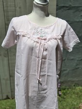 Vintage Cotton Blend Sleeveless Nightgown Carole Classic Nightie Vintage PINK SM
