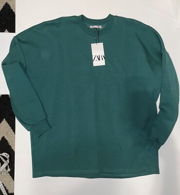 Zara Man oversized box long sleeve tee green size S