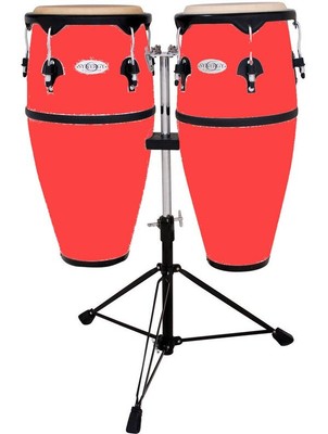 TOCA SYNERGY FIBERGLASS CONGA DRUM SET w/ STAND - RED