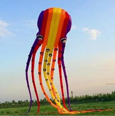 3D eyes 15m color  1 Line Stunt Parafoil Octopus POWER Sport Kite outdoor toy