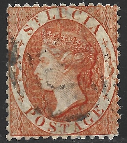 St Lucia, Scott #10a, 1sh Queen Victoria, gebraucht