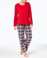 Family Pajamas Womens Plaid Pajama Set Grey Tartan XSmall