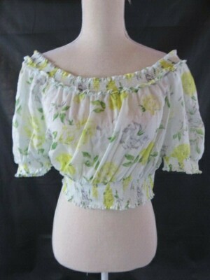 Cinq à Sept Semi-Sheer Floral Cropped Top Size M