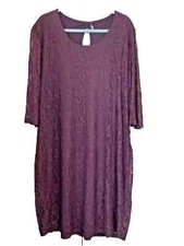 Zhenzi Plus Size XXL 26 Burgundy All Over Lace Elbow Length Sleeve Tunic DRESS