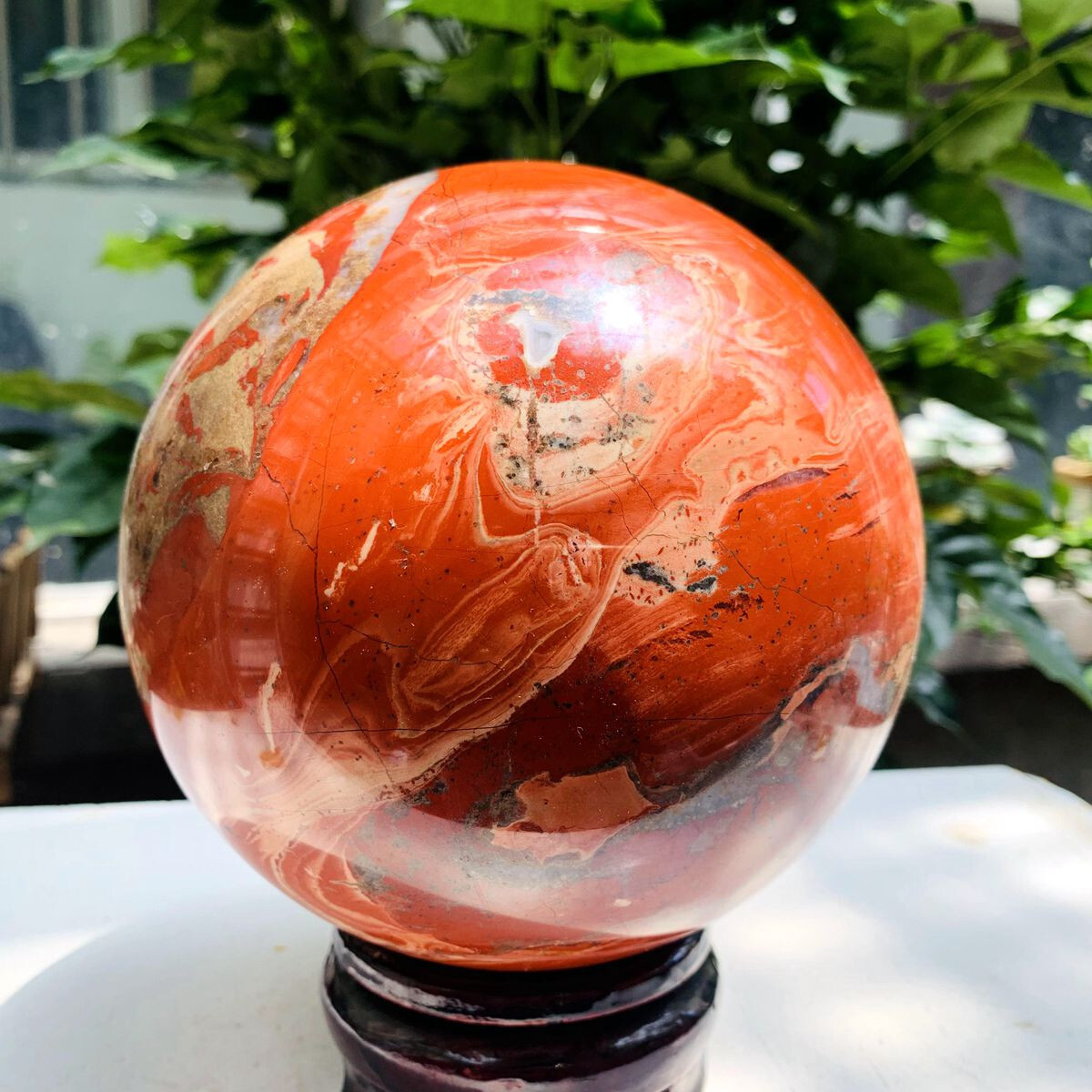 8.86LB   Natural Red Jasper Quartz Sphere Crystal Ball Reiki Healing Decoratio