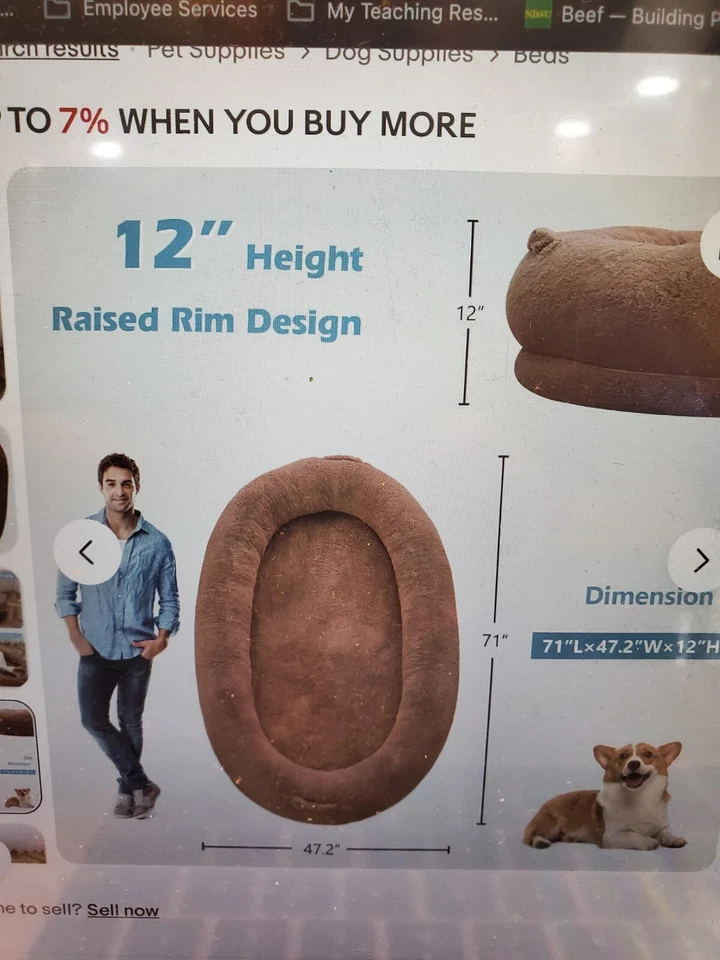 Nappy-Nap Large Bed for Humans Washable Faux Fur Cover With 2 Pocket System - Image 2 of 4