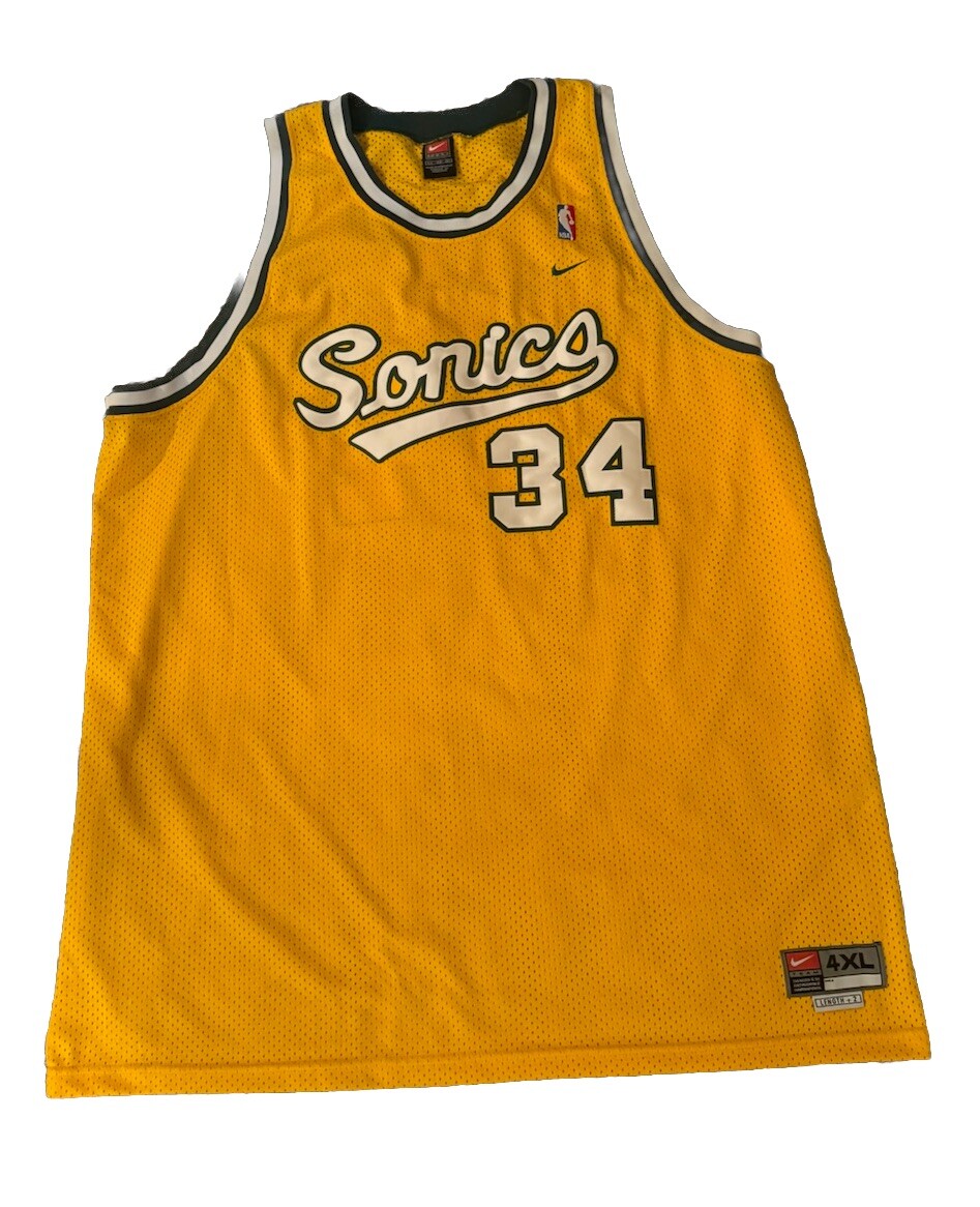 90s nba nike seattle 34 allen ユニフォーム Vtg NIKE NBA SEATLE SUPERSONICS Ray Allen #34 Sewn Jersey Sz 4XL