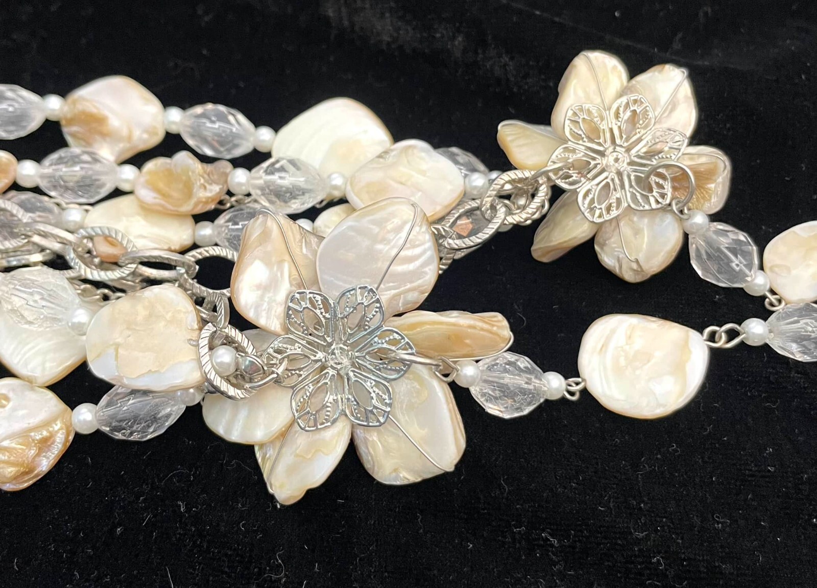 Seashell Statement Multi Strand Necklace Mother o… - image 9