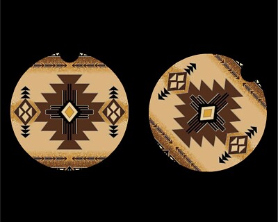 SOUTHWEST DESIGN AZTEC #1 Car Coasters 2 Pack Absorbent 2.75 Inch GREAT GIFT