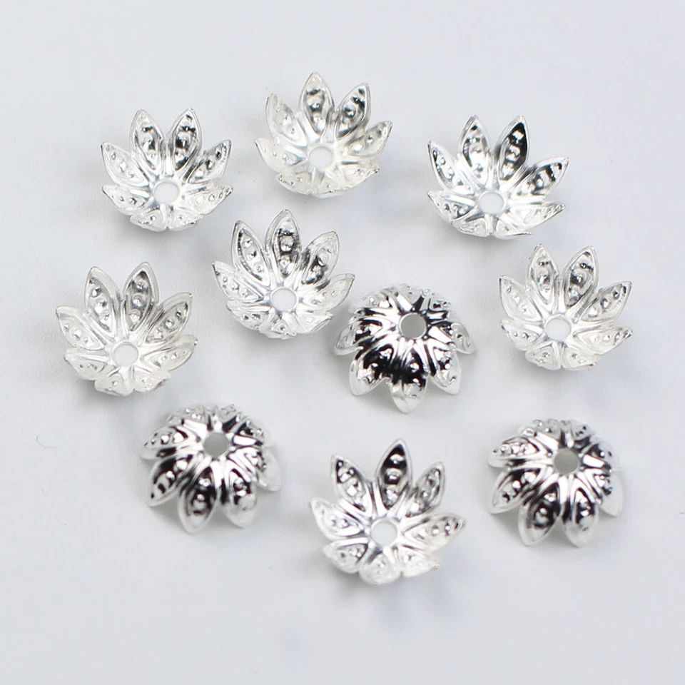 100pcs/lot 8mm / 10mm Metal Flower Loose Spacer Bead Caps for DIY Jewelry Making Foto 2 de 4