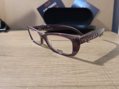 Fendi F855 296 Eyeglasses Frames Purple Floral Holes Cat Eye