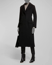 $1995 Fleurette Women's Black Bryce Wool Usa Cashmere Long Coat Jacket Size 2