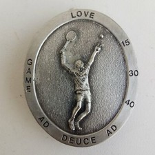 Bergamot Tennis Player Belt Buckle 1977 Brass Works