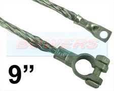 9" 225mm CAR BATTERY BRAIDED EARTH EARTHING NEGATIVE LEAD CABLE STRAP + TERMINAL