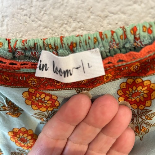 #8273 IN LOOM PEASANT FLORAL GREEN DRESS SIZE L - Picture 4 of 8